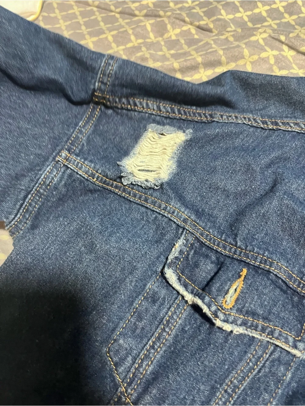 Dark Blue Distressed Denim Jacket - Men's Casual Trucker